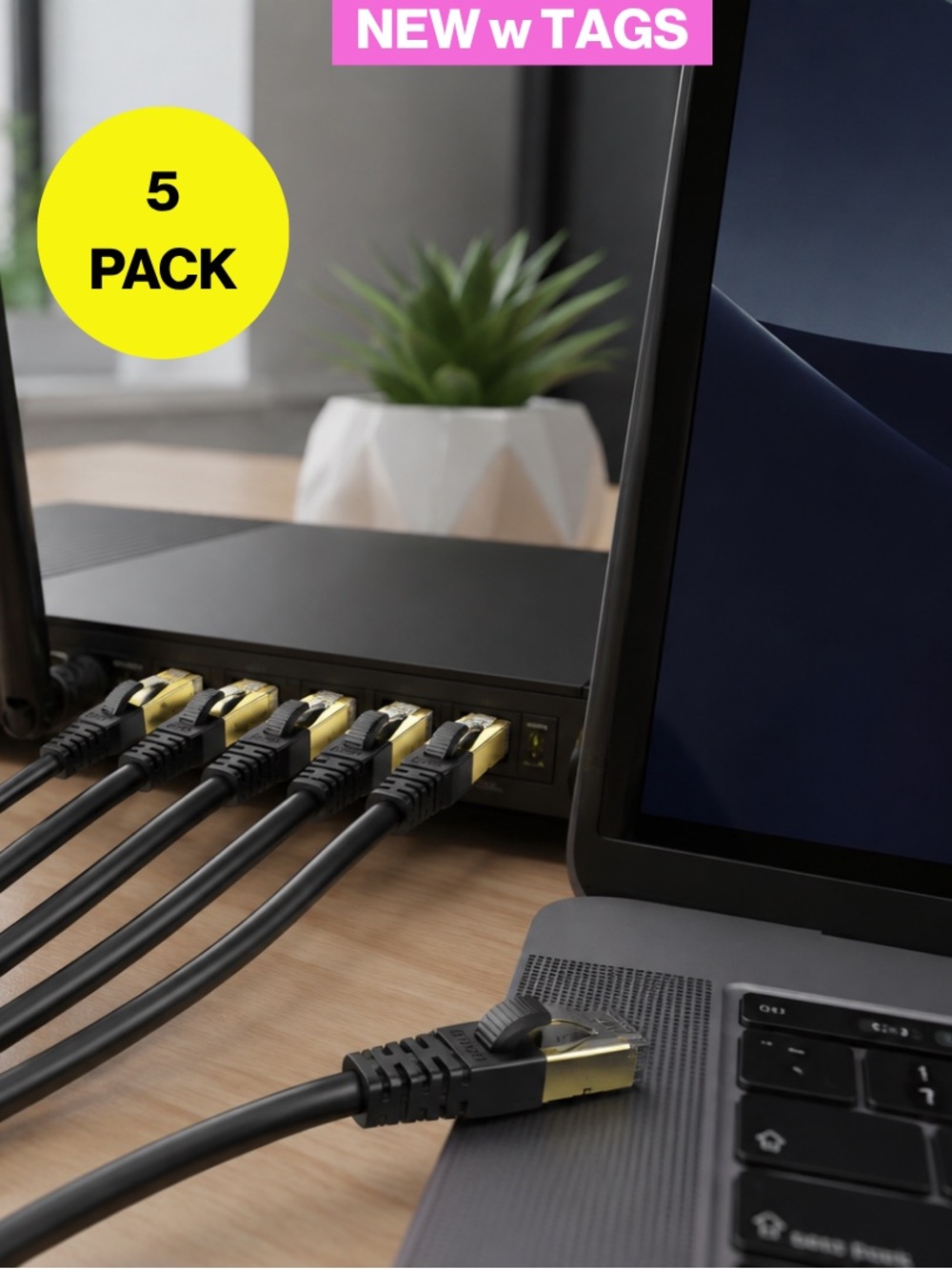 NEW w TAGS 🏷️ 5 Pack KASIMO CAT8 Super Speed Ethernet Cable - 3/for $15 🍒